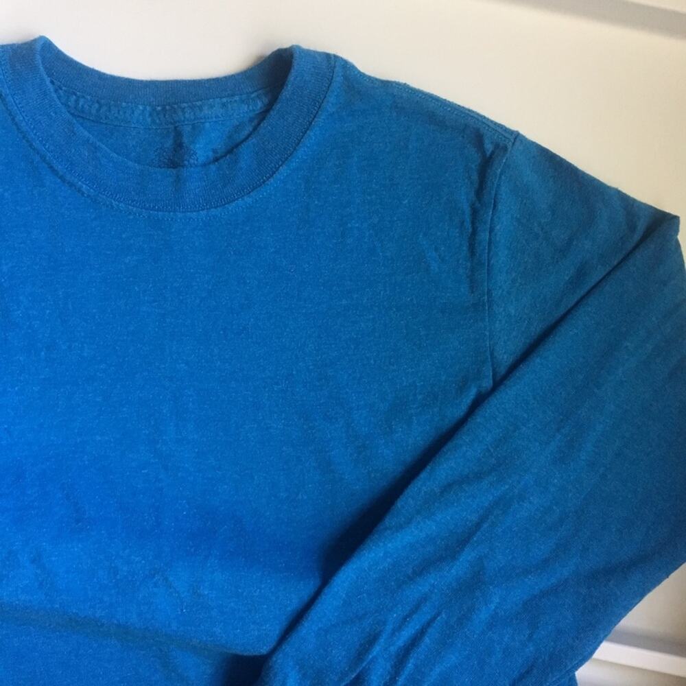 FRUIT OF THE LOOM • Blue Long Sleeve Scoop Neck Tee Top